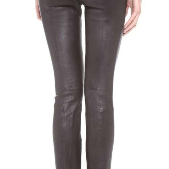 β¨ SOLD β¨ π Vince Lamb Leather Cropped Leggings - Picture 2 of 7